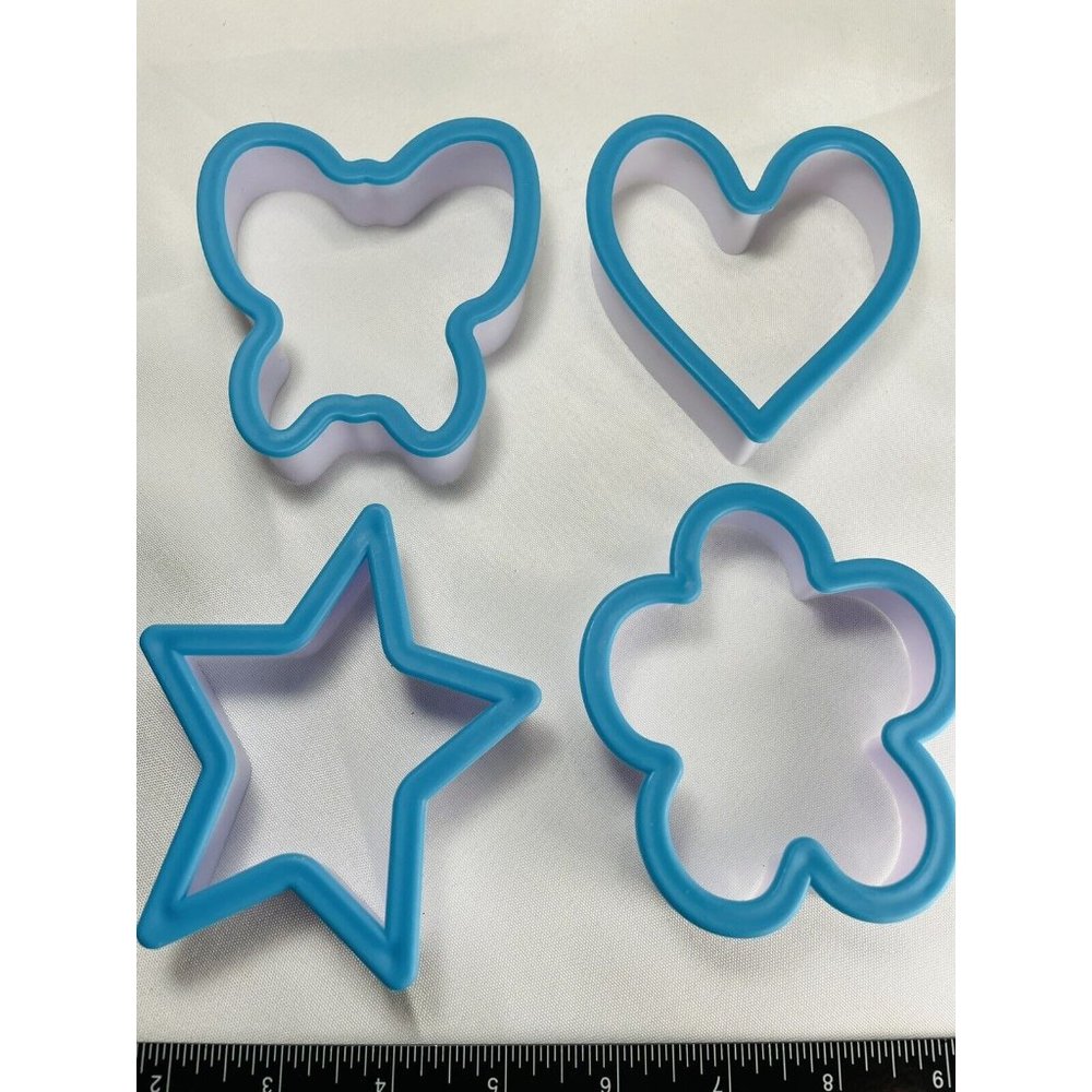 4 pc Cooking Decorate Push Through Cookie Cutter Butterfly Heart Star Flower